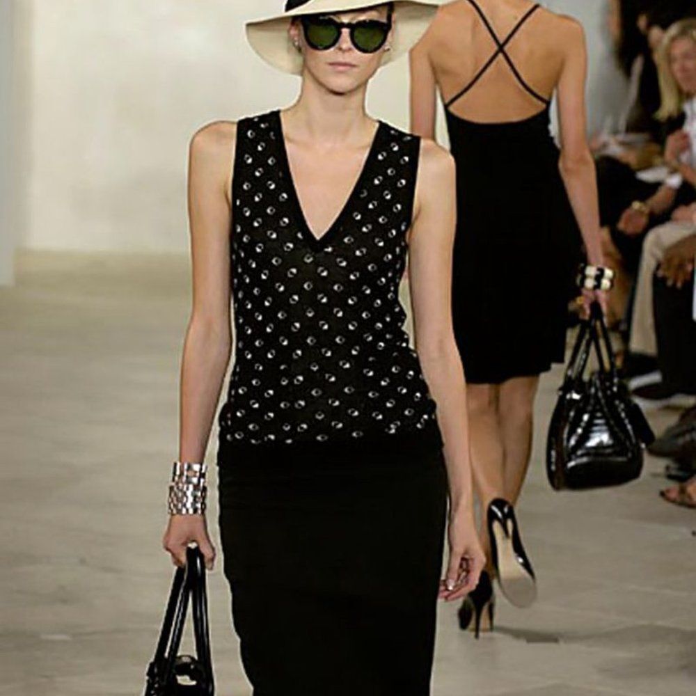 Ralph Lauren Spring *07 Black & Cream Cashmere Blend 3D Cube V-Neck Sweater Vest - Picture 3 of 17